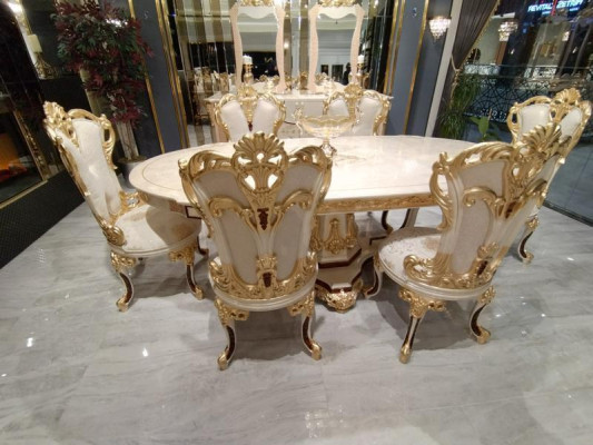 Suite Dining room Chair Set 6x Chairs Luxury Furniture Group Armchair Seating Set