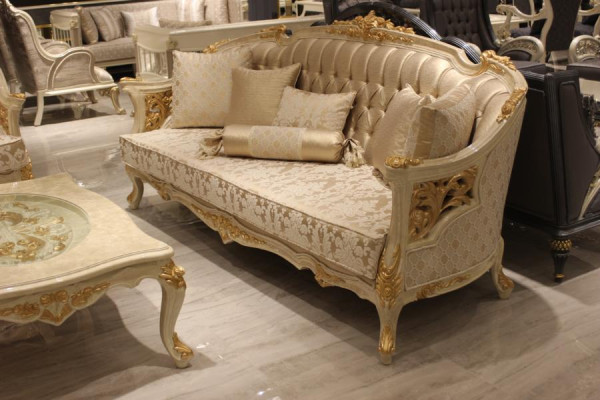 Exquisite Living room Deluxe Sofa 3 Seater Noble Sofa Beige Living room Sofa