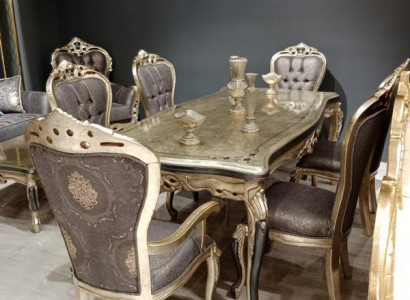 Exquisite Dining room Furniture luxurious Dining table + 4x Table Chairs Gold
