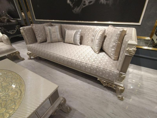 Elaborate Living room Sofa 3 Seater Living room Furniture Deluxe Sofa Beige new