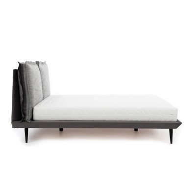 Stylish Bedroom Gray Bed 2x Bedside tables Luxury Beds 3pcs