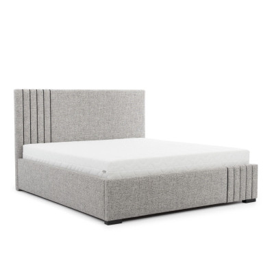 Light gray Bedroom Furniture Designer textile bed 2x Bedside tables Stool