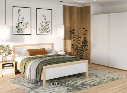 White Bedroom Furniture Luxury Bed Bedside tables Large Wardrobe