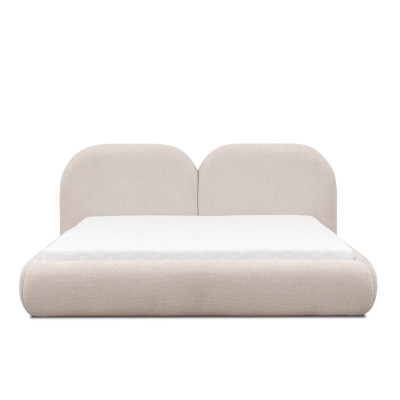 Beige Bedroom Double bed Round Textile Headboard Upholstered Beds new