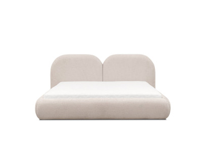 Beige Bedroom Double bed Round Textile Headboard Upholstered Beds new