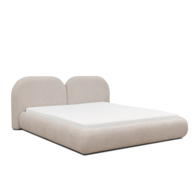 Beige Bedroom Double bed Round Textile Headboard Upholstered Beds new