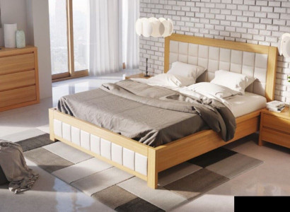 Bedroom 3 pcs. Set Bed 2x Bedside table Console Beds Double Hotel Upholstery