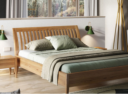 Bedroom 3 pcs. Set Bed Solid wood Furniture Bedside tables 2x Beds Real Wood