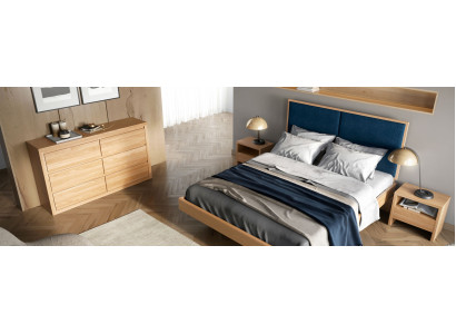 Bedroom Furniture 3 pcs. Set Bed Solid wood Bedside tables 2x Beds Real Wood
