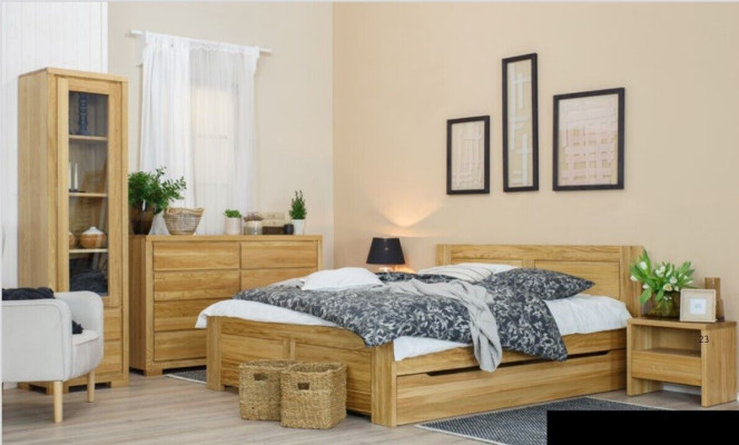 Bedroom Wooden bed Real Wood Bed Beds Hotel 180x200 cm Style Solid Furniture