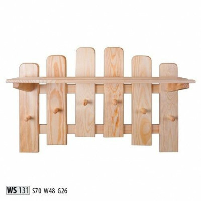 Wardrobe panel wall coat rack 6 hooks 70x48 cm hallway coat rack pine solid