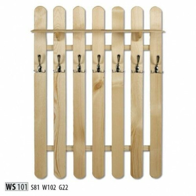 Wardrobe wall cabinet with 7 hooks, wall panel corridor Real wood