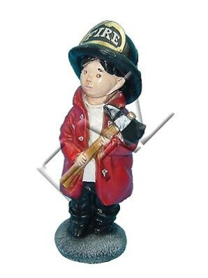 Fire Department USA Child Figure Garden Statue Sculpture Figures Sculptures Decoration