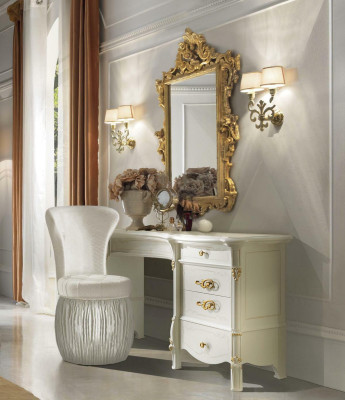 Classic r Dressing table with Mirror Luxury Console Chest of drawers Bedroom Baroque