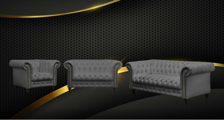 Three Seater Chesterfield Sofa Couch Upholstery Luxury Furniture Fabric Couches