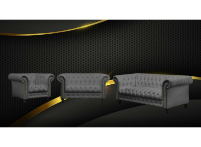 Three Seater Chesterfield Sofa Couch Upholstery Luxury Furniture Fabric Couches