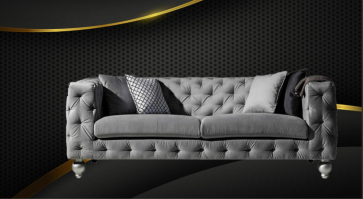 Three seater fabric living room gray design sofa sofas velvet xxl big upholstery couches