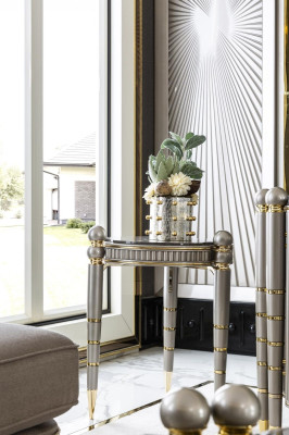 Side table Gray Design Elegant Beautiful Living room Modern Luxury Tables
