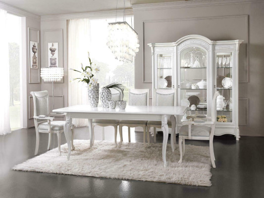 Classic Dining room Set Table + 6 Chairs Suite Tables Group Chair Textile