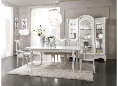 Classic Dining room Set Table + 6 Chairs Suite Tables Group Chair Textile