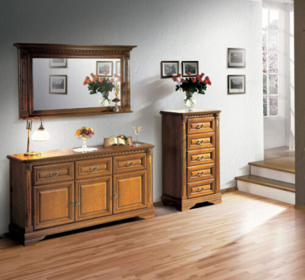 Chest of drawers 160cm with Mirror Country House Style Furniture Chests of drawers Sideboard Wood