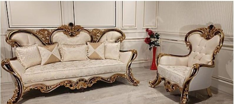 Upholstery Suite Chesterfield 3+1 Seat + Coffee table Wood Baroque Rococo