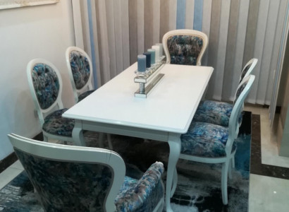 Dining table designer Seat Armchairs Chair Suite Table + 6 Chairs Set