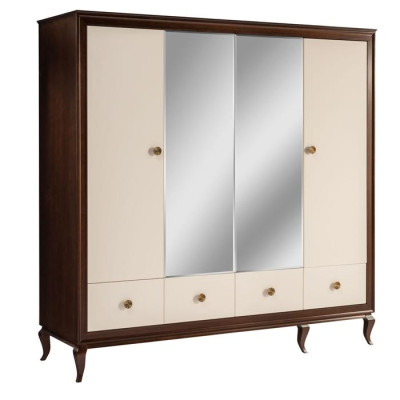 Wardrobe with Mirror 4-door Wood Wardrobe with 3 drawers new