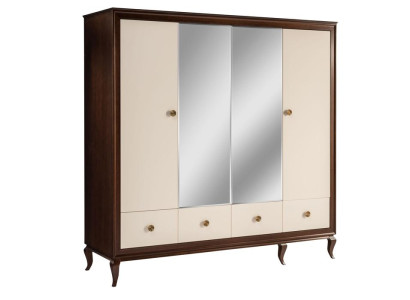 Wardrobe with Mirror 4-door Wood Wardrobe with 3 drawers new