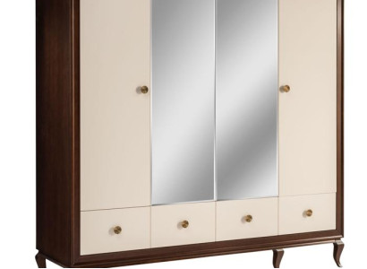 Wardrobe with Mirror 4-door Wood Wardrobe with 3 drawers new