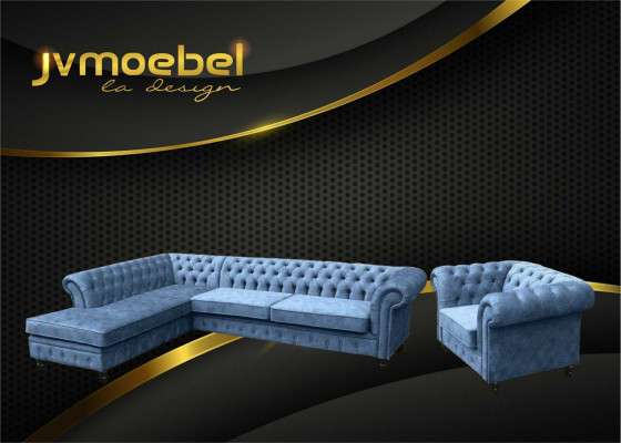 Corner sofa Sofa Couch Upholstery Chesterfield Design Luxury Furniture Suite