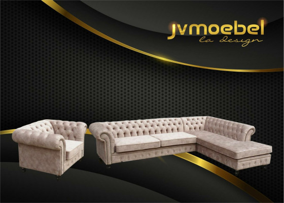 Corner sofa Sofa Couch Upholstery Chesterfield Design Luxury Furniture Suite
