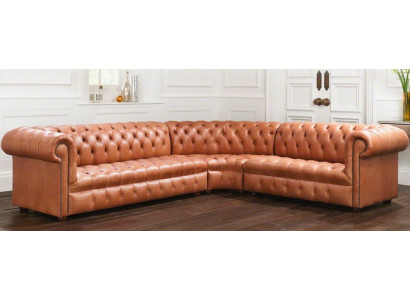 Living landscape Corner sofa Chesterfield Leather Corner sofa Couch Upholstery Corner