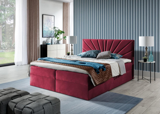 Box spring bed Double bed Bed with bed base Married bed Beds Upholstered bed Red new