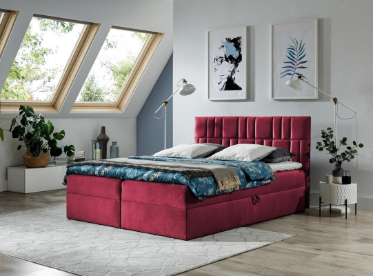 Double bed Box spring bed Bed with bed base Married bed Beds Upholstered bed Red new
