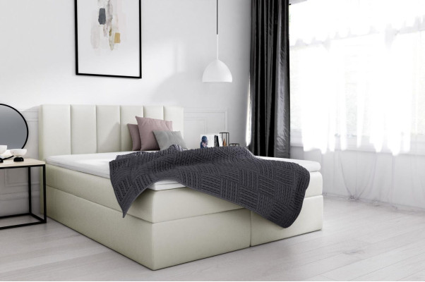 Box spring bed Double bed Bed with bed base Marriage bed Beds Upholstered bed White new
