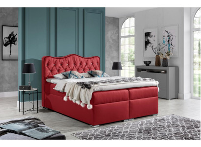 Double bed Bed Box spring bed with bed base Marriage bed Beds Upholstered bed Red new