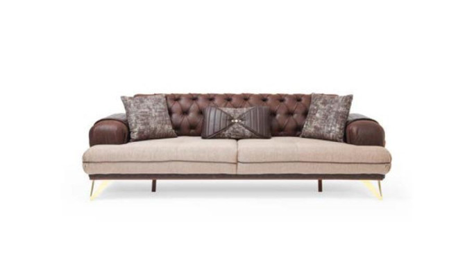 Three Seater Brown Chesterfield Couch Sofa Furniture Upholstery Furnishings Sofas