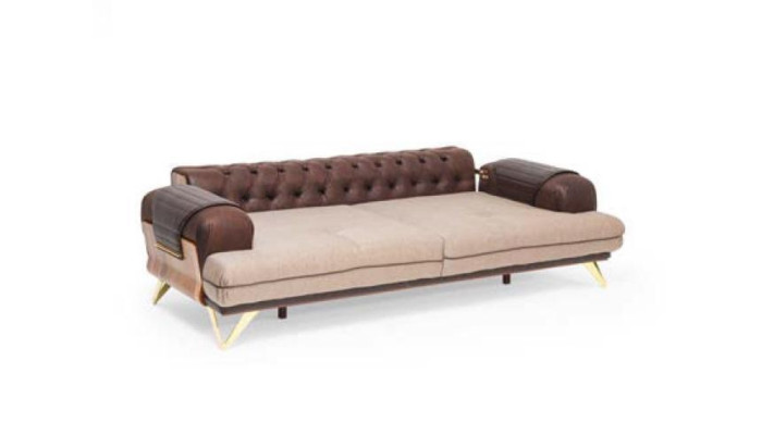 Three Seater Brown Chesterfield Couch Sofa Furniture Upholstery Furnishings Sofas