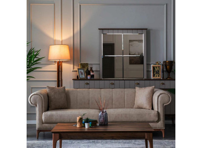 Three Seater Beige Couch Sofa Furniture Furnishings Couches Sofas Living room