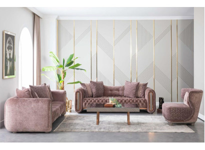 Luxury Sofa set Brown Couch Textile Sofa Couches Upholstery Group 3+3+1