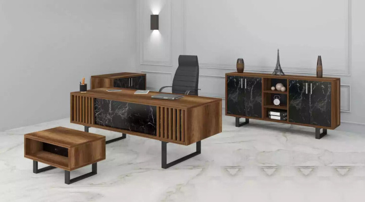Desk Office Set Furnishings with Marble Table Office Wardrobe 4pcs.