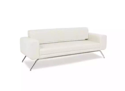 White three-seater luxury stainless steel feet textile furniture office couch modern