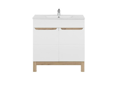 White washbasin with base cabinet High-quality washbasin