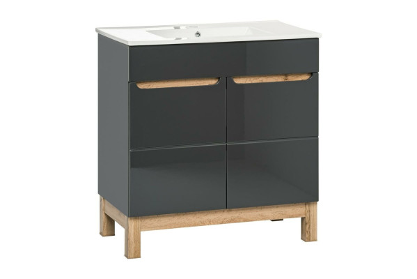 Gray washbasin with base cabinet High-quality washbasin