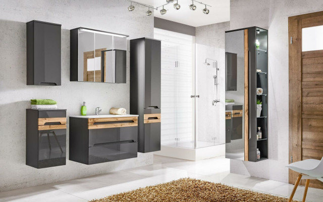 Design Bathroom Furniture Bathroom 5 pcs. Set Suite Wardrobe Washbasin Lighting