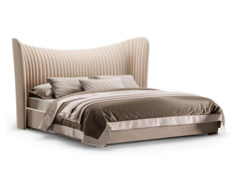 Beige Double bed Designer Wood Beds Bed frame e Bedroom Furniture Bed