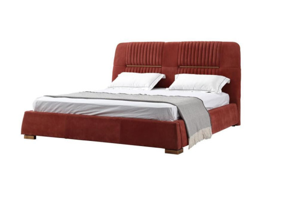 Design Red Double bed Bed frame e Beds Wooden bed en Textile Bedroom Bed