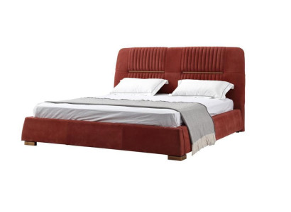 Design Red Double bed Bed frame e Beds Wooden bed en Textile Bedroom Bed