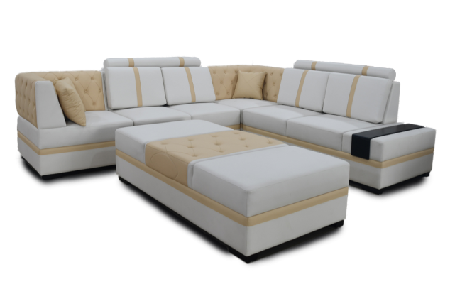 Designer Sofa Luxury Corner sofa with Stool Upholstery Suite Living room L-shape